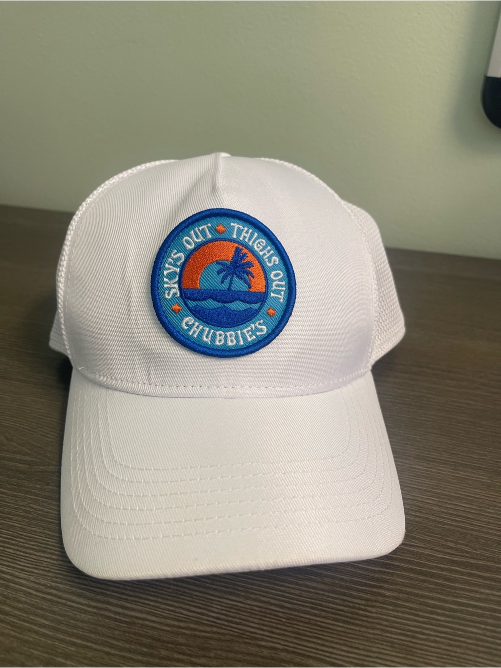 Chubbies "Sky's Out Thighs Out" Snapback Trucker Hat White Mesh Cap